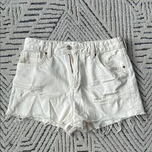 PacSun White Distressed Jean Shorts